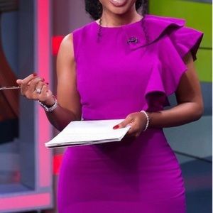 Fushia midi dress with ruffle accent
